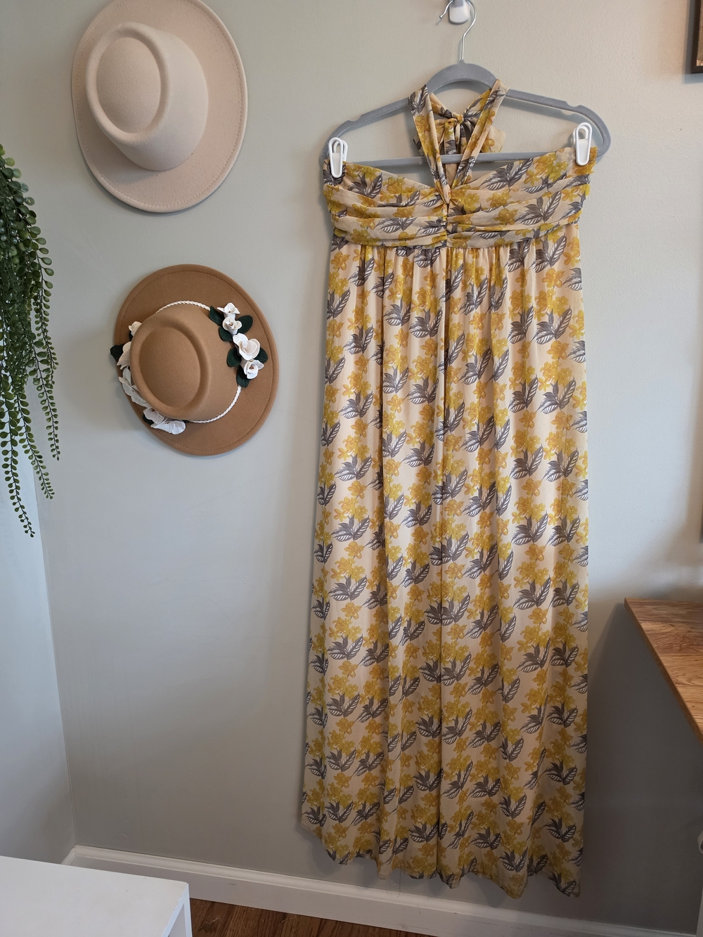 Forever 21 Yellow Floral Halter Maxi Dress